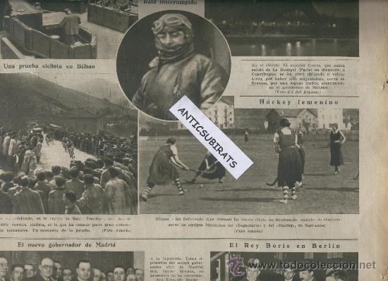 Coleccionismo de revistas y peri&oacute;dicos: LA VANGUARDIA.1934.CICLISMO EN BILBAO.CUESTA DE SANTO DOMINGO.BOBELONDO.LAS ARENAS.HOCKEY FEMENINO.