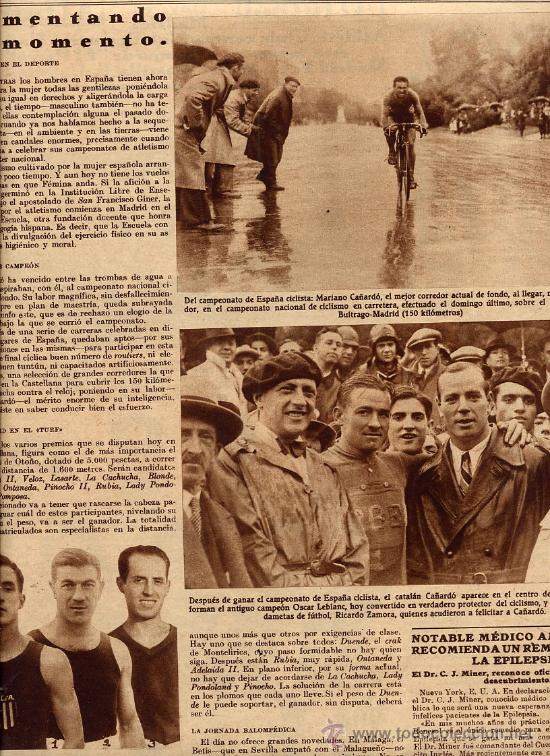 Coleccionismo de revistas y peri&oacute;dicos: CICLISMO 1931 MADRID MARIANO CA&Ntilde;ARDO  Y ZAMORA HOJA REVISTA