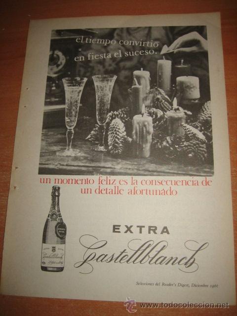 Coleccionismo de Revistas y Peri&oacute;dicos: PUBLICIDAD EXTRA CASTELLBLANCH HOJA REVISTA SELECCIONES READERS DIGEST 1966