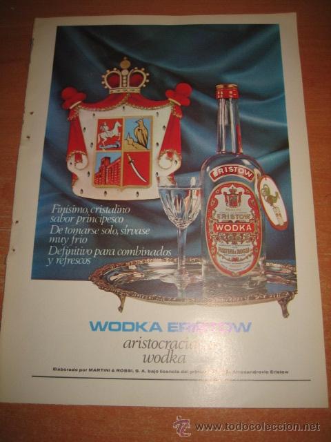Coleccionismo de Revistas y Peri&oacute;dicos: PUBLICIDAD WODKA ERISTOW HOJA REVISTA SELECCIONES READERS DIGEST 1966