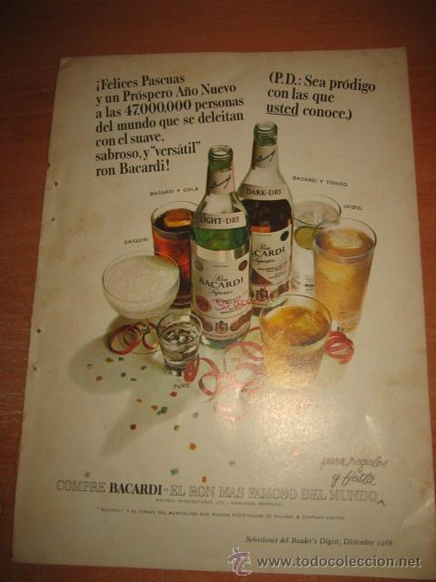 Coleccionismo de Revistas y Peri&oacute;dicos: PUBLICIDAD RON BACARDI / BOEING  HOJA REVISTA SELECCIONES READERS DIGEST 1966