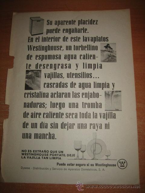 Coleccionismo de Revistas y Peri&oacute;dicos: PUBLICIDAD LAVAVAJILLAS WESTINGHOUSE   HOJA REVISTA SELECCIONES READERS DIGEST 1966