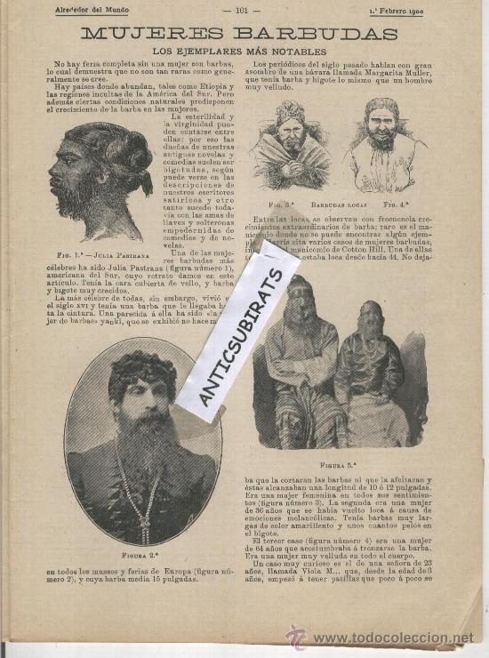 Collectionnisme de Revues et Journaux: REVISTA.A&Ntilde;O 1900. MUJERES BARBUDAS. COMO SE TRAS PLANTA UN ARBOL.COMO SE CAZA A UN ELEFANTE.