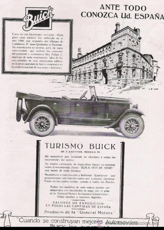 Colecionismo de Revistas e Jornais: TURISMO BUICK - HOJA PUBLICITARIA DE LA REVISTA BLANCO Y NEGRO
