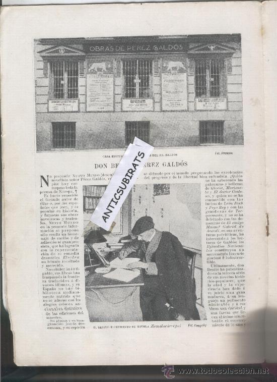 Coleccionismo de Revistas y Peri&oacute;dicos: REVISTA 1901 BENITO PEREZ GALDOS CASA EDITORIAL ZUMALACARREGUI HOTEL SAN QUINTIN SANTANDER TURISMO
