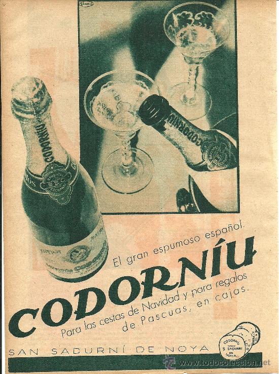 Coleccionismo de Revistas y Peri&oacute;dicos: Publicidad cava espumoso Codorniu de San Sadurn&iacute; de Noya - 1932