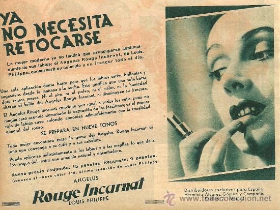 Coleccionismo de revistas y peri&oacute;dicos: Publicidad cosm&eacute;tica Rouge Incarnat de Louis Philippe   - 1932