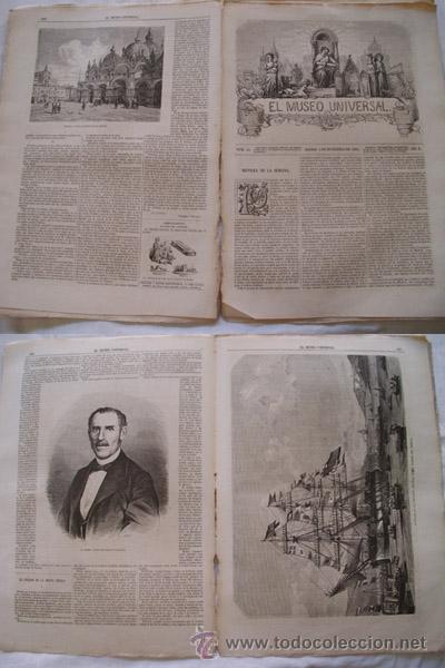 Coleccionismo de revistas y peri&oacute;dicos: EL MUSEO UNIVERSAL.1866. Xilograf&iacute;as: Fragata Blanca en el Puerto del Ferrol, Don Modesto Lafuente..