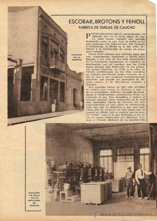 Collection Magazines and Newspapers: * ELCHE, ELX * CALZADO *Publicidad f&aacute;brica de suelas de caucho Escobar, Brotons y Fenoll - 1932