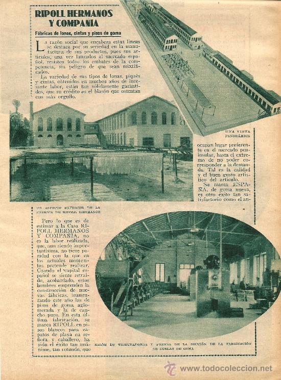 Collection Magazines and Newspapers: * ELCHE, ELX * Publicidad f&aacute;brica de lonas, cintas y pisos de goma Ripoll hermanos y Cia - 1932