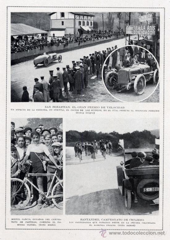 Coleccionismo de revistas y peri&oacute;dicos: SANTANDER 1924 CICLISMO CAMPEONATO FOTO RETAL HOJA REVISTA