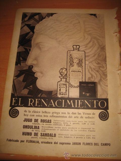 Coleccionismo de Revistas y Peri&oacute;dicos: PUBLICIDAD EL RENACIMIENTO  JUGO DE ROSAS.ONDULINA FLORALIA  HOJA DE REVISTA BLANCO Y NEGRO 1927