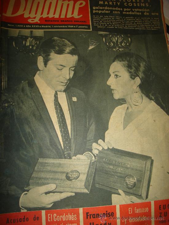 Coleccionismo de revistas y peri&oacute;dicos: D&Iacute;GAME, ROTATIVO GR&Aacute;FICO SEMANAL, N&ordm; 1400, A&Ntilde;O XXVII, MADRID 1966, LOLA FLORES Y MARTY COSENS