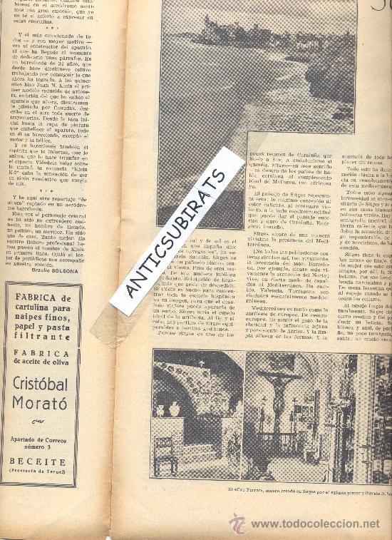 Coleccionismo de Revistas y Peri&oacute;dicos: 1930 FABRICA DE NAIPES EN BECEITE SITGES CUEVAS DE ARTA PLANOLAS JAIME DURAN MOLINA ANGLADA CAMARASA