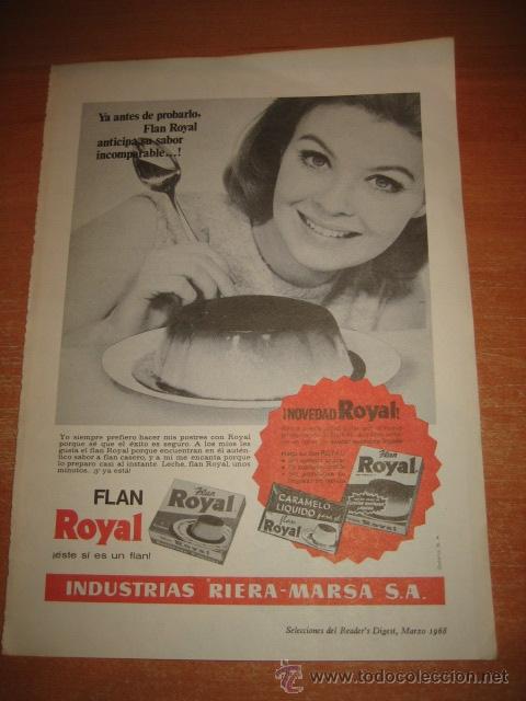 Coleccionismo de Revistas y Peri&oacute;dicos: PUBLICIDAD  FLAN ROYAL HOJA DE REVISTA READERS DIGEST 1968