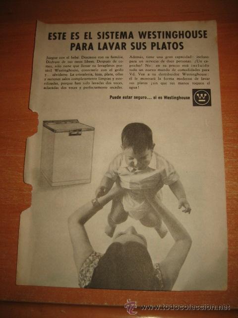 Coleccionismo de Revistas y Peri&oacute;dicos: PUBLICIDAD LAVAPLATOS WESTINGHOUSE  HOJA DE REVISTA READERS DIGEST 1965