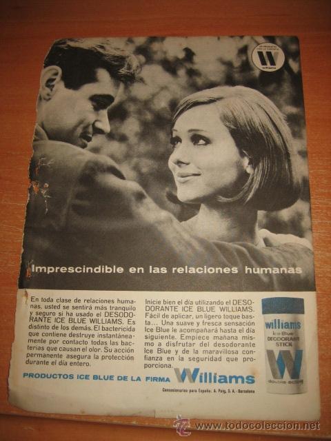 Coleccionismo de Revistas y Peri&oacute;dicos: PUBLICIDAD DESODORANTE WILLIAMS  HOJA DE REVISTA READERS DIGEST 1965