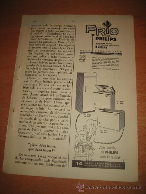 Coleccionismo de Revistas y Peri&oacute;dicos: PUBLICIDAD FRIO PHILIPS HOJA DE REVISTA READERS DIGEST 1965