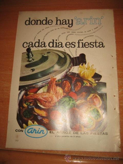 Coleccionismo de Revistas y Peri&oacute;dicos: PUBLICIDAD ARROZ ARIN/NEUMATICOS FIRESTONE HOJA DE REVISTA READERS DIGEST 1965