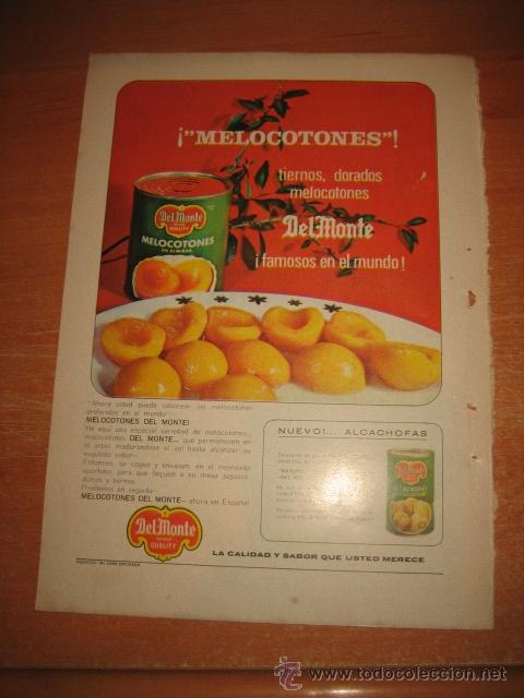 Coleccionismo de Revistas y Peri&oacute;dicos: PUBLICIDAD MELOCOTONES DELMONTE HOJA DE REVISTA READERS DIGEST 1965