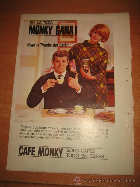 Coleccionismo de Revistas y Peri&oacute;dicos: PUBLICIDAD CAFE MONKEY HOJA DE REVISTA READERS DIGEST 1965