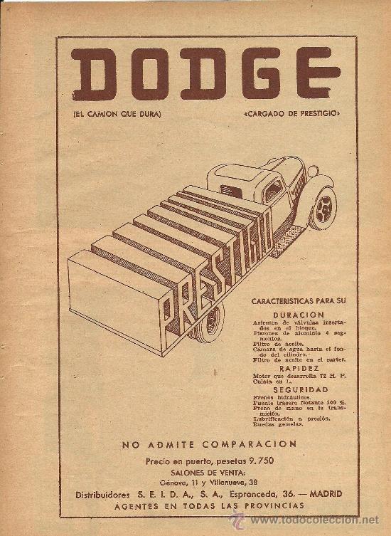 Coleccionismo de revistas y peri&oacute;dicos: Publicidad cami&oacute;n DODGE - 1935