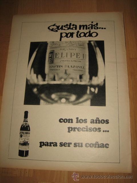 Coleccionismo de Revistas y Peri&oacute;dicos: PUBLICIDAD BRANDY FELIPE II HOJA DE REVISTA GACETA ILUSTRADA 1968