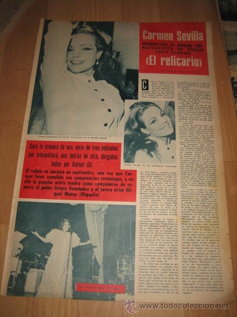 Coleccionismo de Revistas y Peri&oacute;dicos: CARMEN SEVILLA INTERPRETARA EL RELICARIO   HOJA DE REVISTA DIGAME 1969