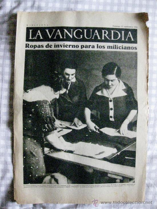 Coleccionismo de revistas y peri&oacute;dicos: LA VANGUARDIA-NOTAS GR&Aacute;FICAS- GUERRA CIVIL- DOMINGO 27 SEPTIEMBRE 1936. 4 P&Aacute;GINAS.