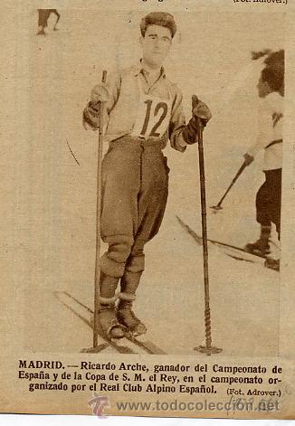 Coleccionismo de revistas y peri&oacute;dicos: MADRID 1928 CLUB ALPINO ESPA&Ntilde;OL RICARDO ARCHE ESQUI RETAL HOJA REVISTA