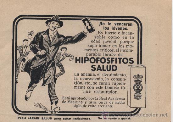 Coleccionismo de revistas y peri&oacute;dicos: Publicidad Hipofosfitos Salud - 1930