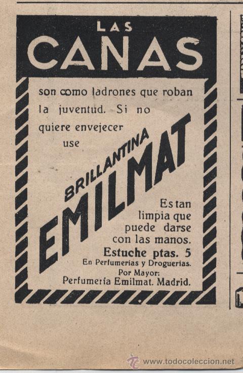 Coleccionismo de revistas y peri&oacute;dicos: Publicidad brillantina Emilmat - 1930