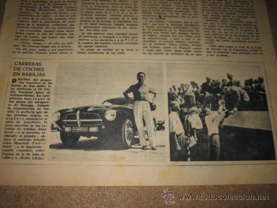 Collection Magazines and Newspapers: CARRERAS DE COCHES EN BARAJAS/PUBLICIDAD PROFIDEN HOJA DE REVISTA LA ACTUALIDAD 1957