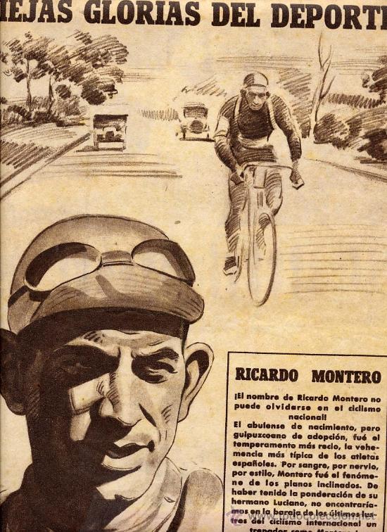 Coleccionismo de revistas y peri&oacute;dicos: CICLISMO 1945 RICARDO MONTERO HOJA REVISTA