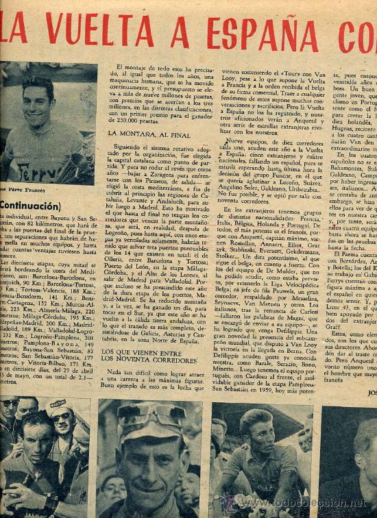 Coleccionismo de revistas y peri&oacute;dicos: CICLISMO 1962 BARCELONA VUELTA A ESPA&Ntilde;A 2 HOJAS REVISTA
