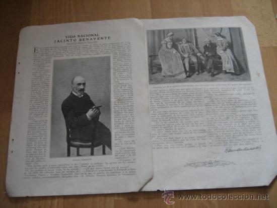 Coleccionismo de Revistas y Peri&oacute;dicos: VIDA NACIONAL JACINTO BENAVENTE  2 HOJAS DE REVISTA BLANCO Y NEGRO 1919