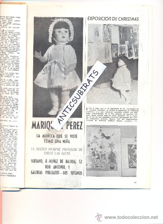 Coleccionismo de Revistas y Peri&oacute;dicos: REVISTA.A&Ntilde;O 1954.MONJO.ESCULTURA.CARMEN SEVILLA.MARIQUITA PEREZ.MU&Ntilde;ECA.JUGUETES.