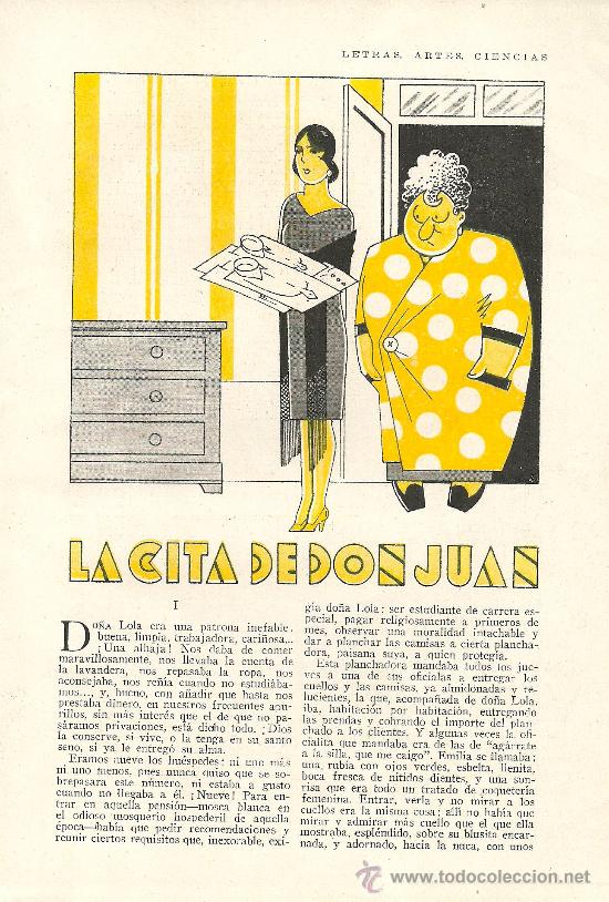 Coleccionismo de revistas y peri&oacute;dicos: La cita de Don Juan / cuento de Luis Manzano con ilustraciones de L&oacute;pez Rubio - 1930