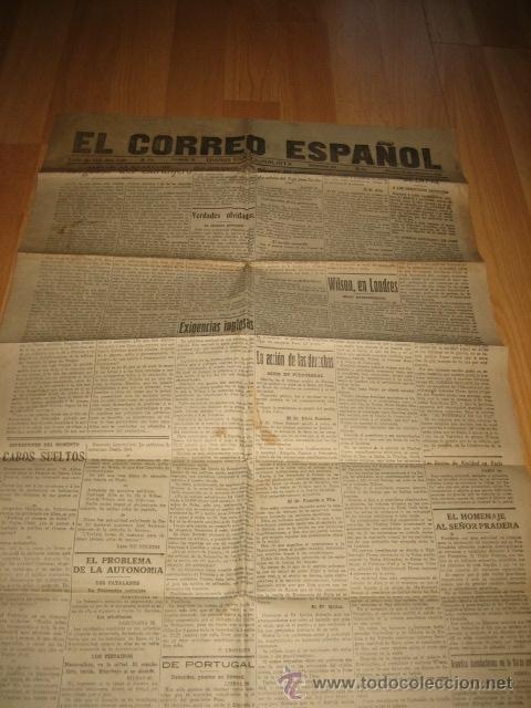 Collection Magazines and Newspapers: EL CORREO ESPA&Ntilde;OL DIARIO TRADICIONALISTA 27 DE DICIEMBRE DE 1918