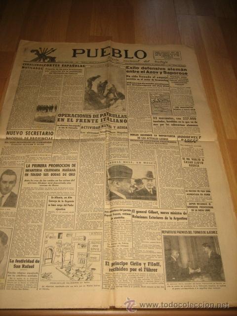 Collectionnisme de Revues et Journaux: PUEBLO DIARIO NACIONAL DEL TRABAJO MADRID 23 DE OCTUBRE DE 1943