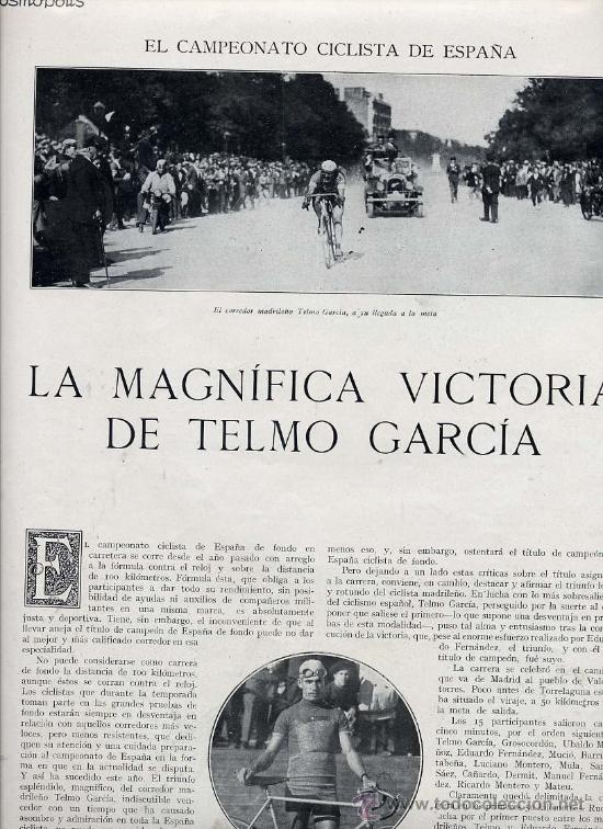Coleccionismo de revistas y peri&oacute;dicos: TELMO GARCIA 1928 CICLISMO  CAMPEONATO ESPA&Ntilde;A2 HOJAS REVISTA