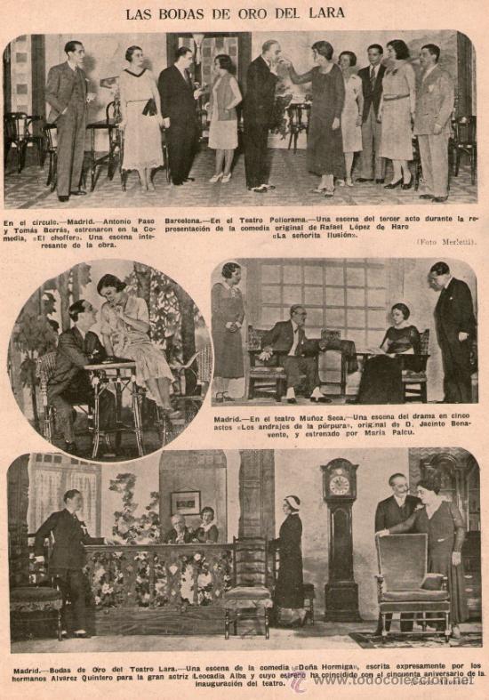 Collectionnisme de Revues et Journaux: MADRID. BODAS DE ORO DEL TEATRO LARA. A&Ntilde;O: 1930. RETAL DE REVISTA. FOTO: ALFONSO