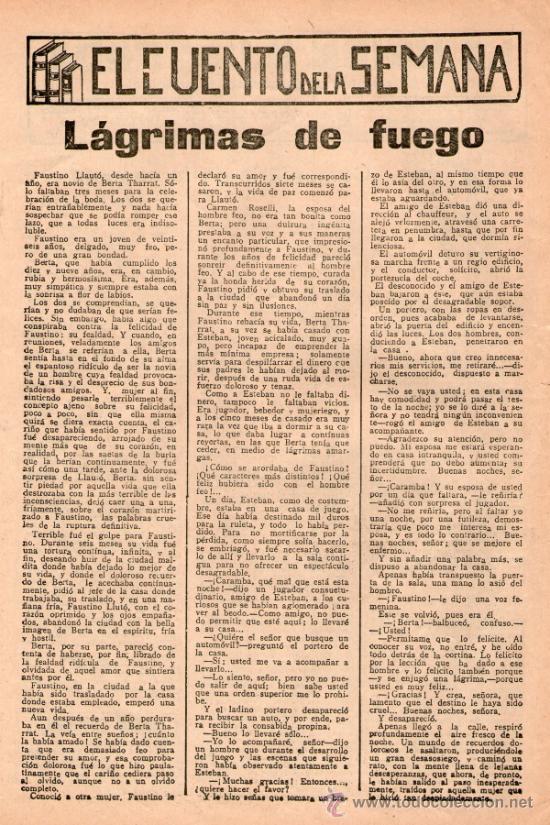 Coleccionismo de revistas y peri&oacute;dicos: CUENTO. LAGRIMAS DE FUEGO. AUTOR: ALFREDO ARJO. PROCEDE DE REVISTA. A&Ntilde;O:1927. CUENTOS.