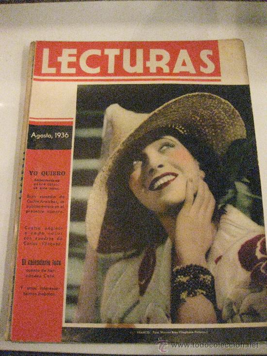 Collezionismo di Riviste e Giornali: LECTURAS AGOSTO 1936. KAY FRANCIS EN PORTADA. HISTORIA DE DOS CIUDADES.