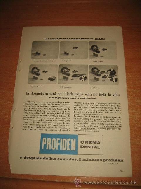 Coleccionismo de Revistas y Peri&oacute;dicos: PUBLICIDAD CREMA DENTAL PROFIDEN HOJA DE REVISTA READERS DIGEST 1965