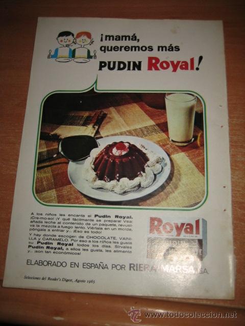 Coleccionismo de Revistas y Peri&oacute;dicos: PUBLICIDAD PUDIN ROYAL RIERA-MARSA//HIG & DRY BOOTH`S HOJA DE REVISTA READERS DIGEST 1965