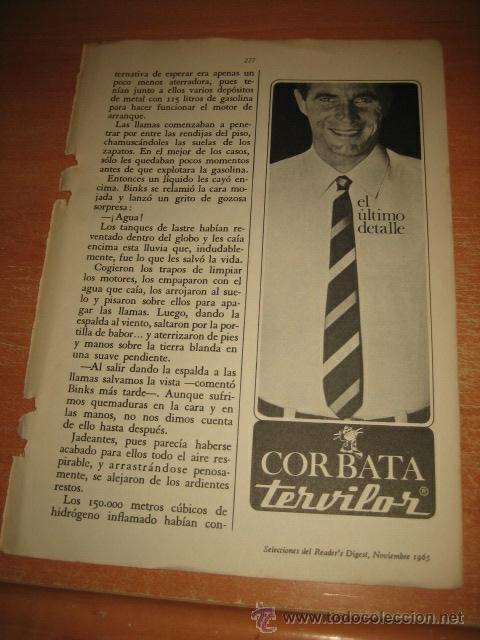 Coleccionismo de Revistas y Peri&oacute;dicos: PUBLICIDAD CORVATA TERVILOR HOJA DE REVISTA READERS DIGEST 1965