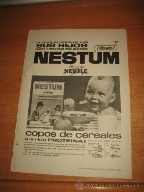 Coleccionismo de Revistas y Peri&oacute;dicos: PUBLICIDAD CEREALES NESTUM NESTLE HOJA DE REVISTA READERS DIGEST 1965