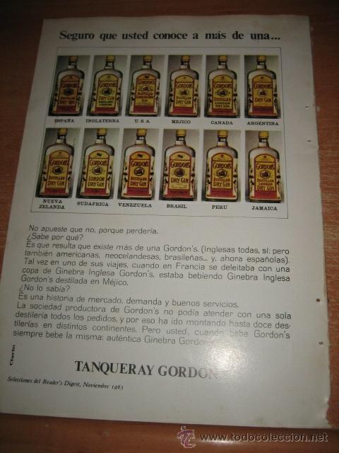 Coleccionismo de Revistas y Peri&oacute;dicos: PUBLICIDAD TANQUERAY-GORDON // TE HORNIMANS HOJA DE REVISTA READERS DIGEST 1965