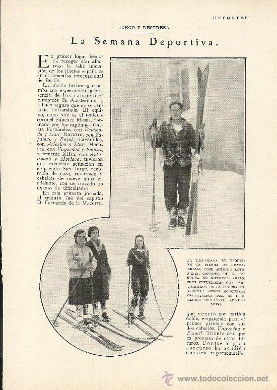 Coleccionismo de Revistas y Peri&oacute;dicos: * DEPORTES * Esqu&iacute; en Guadarrama y La Molina; f&uacute;tbol: Real Madrid, Arenas, Real Uni&oacute;n - 1930